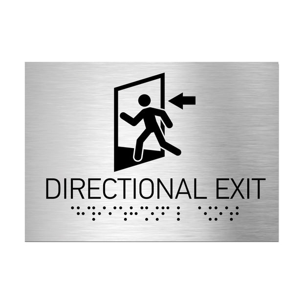 Information signs Directional Exit Signs: Stainless Steel Sign with Braille (11.7x8.3'' / 297x210 mm)
