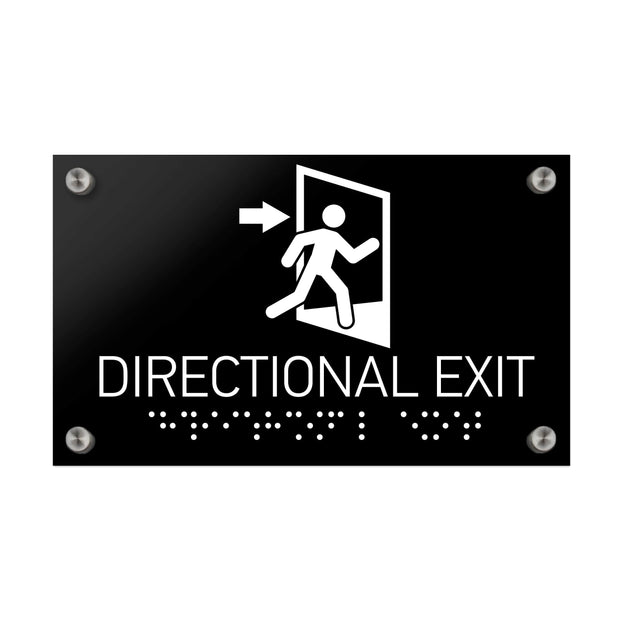 Information signs ADA Directional Exit - Black Acrylic