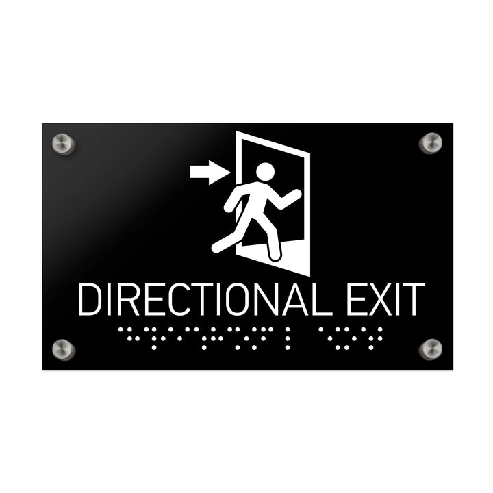 Information signs ADA Directional Exit - Black Acrylic