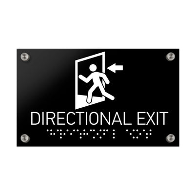 Information Signs - Directional Exit Door Sign Black Acrylik ADA