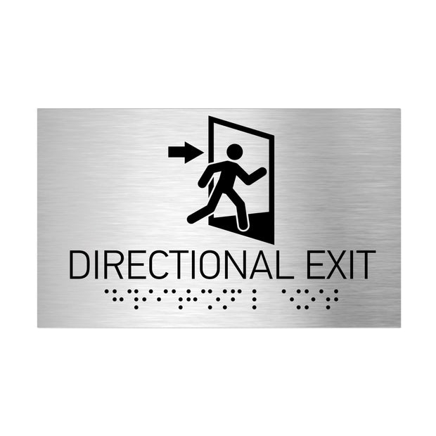 Information signs ADA Directional Exit Sign - Stainless Steel