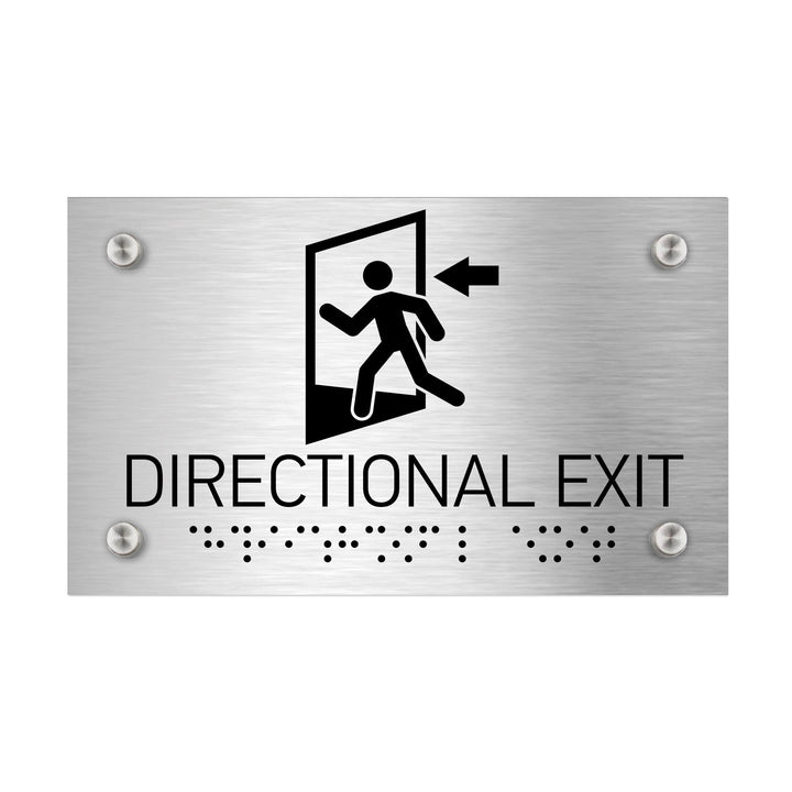 Information signs ADA Directional Exit Sign - Stainless Steel