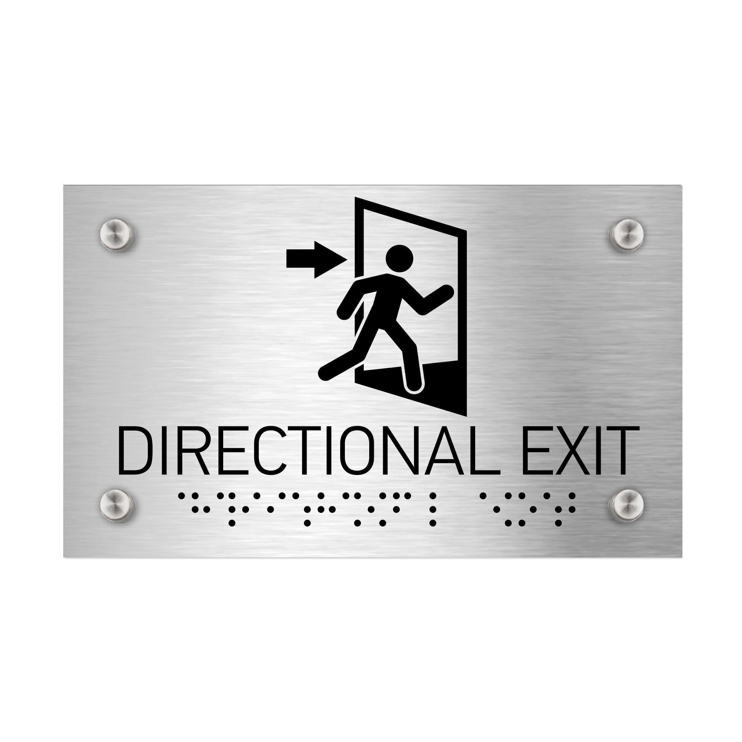 ADA Directional Exit Sign — Stainless Steel Plate | BSign Store