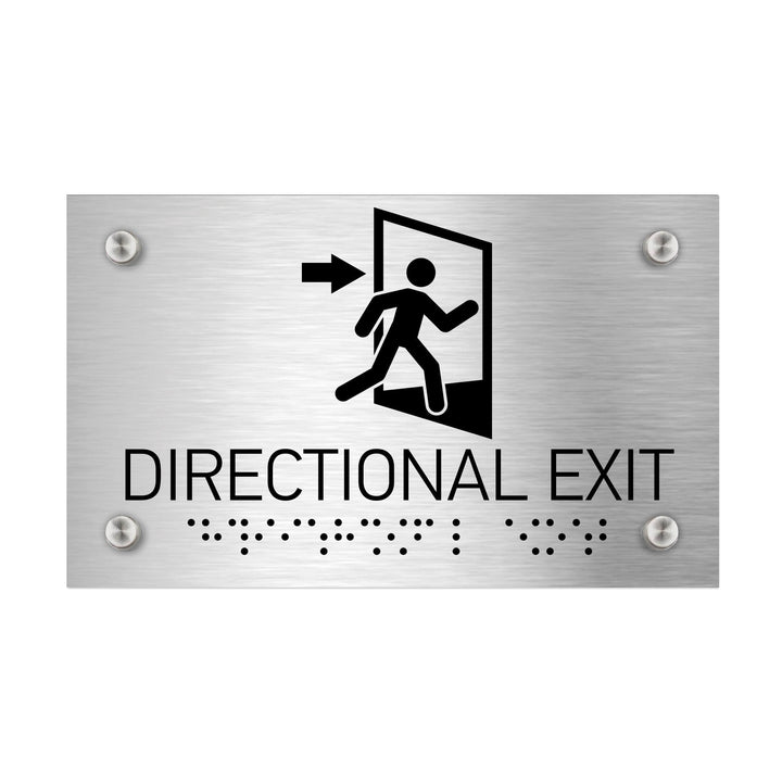 Information signs ADA Directional Exit Sign - Stainless Steel