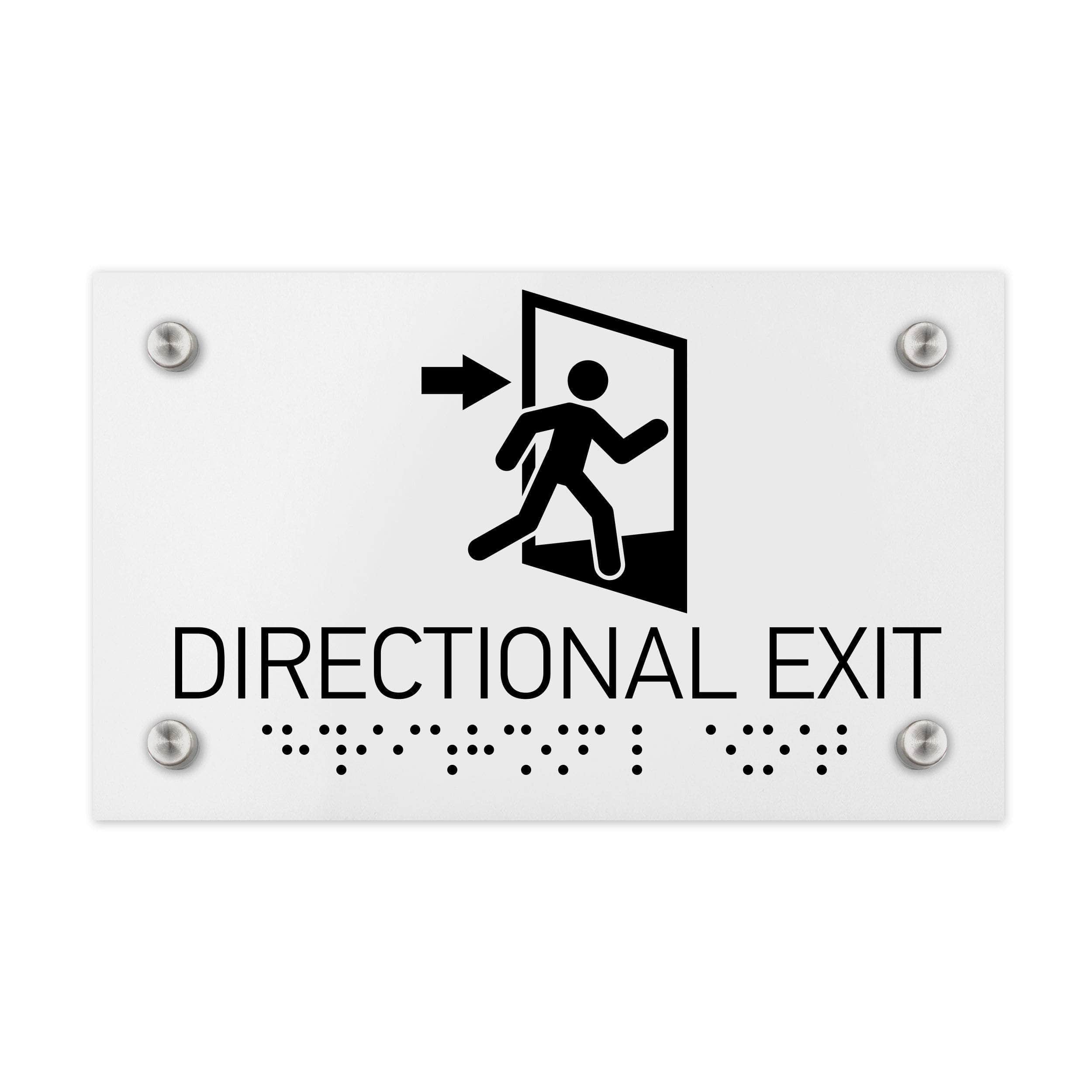 ADA Directional Exit Sign — Milk Acrylic Plate | BSign Store
