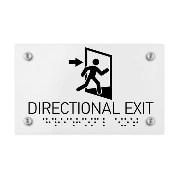 Information signs ADA Directional Exit Sign - Milk Acrylic