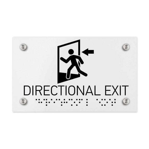 Information signs ADA Directional Exit Sign - Milk Acrylic