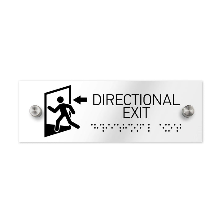 Information signs Directional Exit Signs with Braille - Clear Acrylic