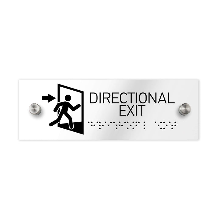 Information signs Directional Exit Signs with Braille - Clear Acrylic