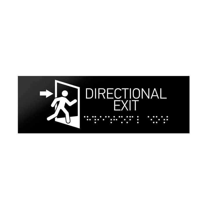 Information signs Directional Exit with Braille - Black Acrylic