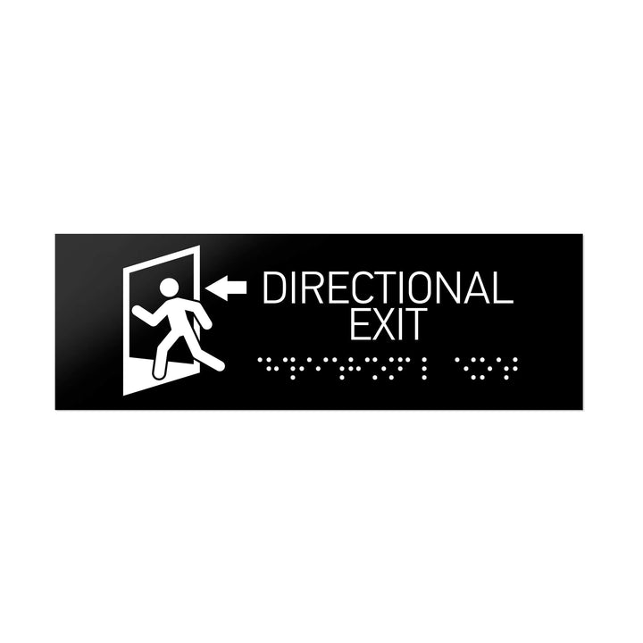 Information signs Directional Exit with Braille - Black Acrylic