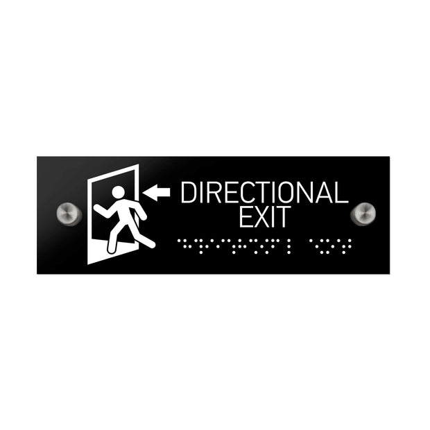 Information signs Directional Exit with Braille - Black Acrylic