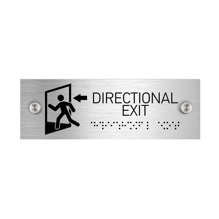 Information signs Directional Exit Signs: Stainless Steel Sign with Braille (11.8x3.9'' / 300x100 mm)