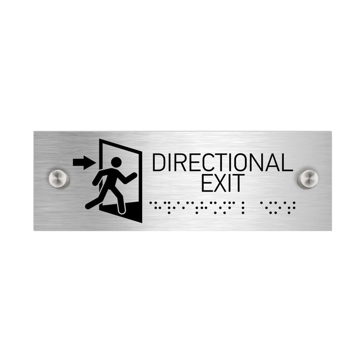 Information signs Directional Exit Signs: Stainless Steel Sign with Braille (11.8x3.9'' / 300x100 mm)