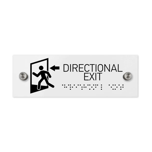 Information signs Directional Exit Sign - Milk Acrylic with Braille