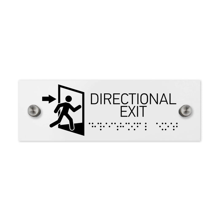 Information signs Directional Exit Sign - Milk Acrylic with Braille