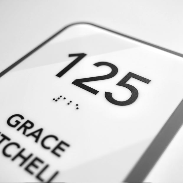 Acrylic Office Door Number Sign — "Elegant" Design