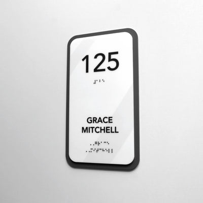Acrylic Door Number Sign with Personalized Name — "Elegant" Design