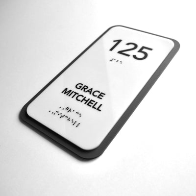 Acrylic Door Number Sign with Personalized Name — "Elegant" Design
