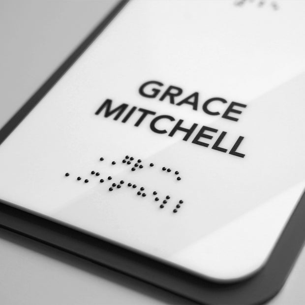 Acrylic Door Number Sign with Personalized Name & Braille — "Elegant" Design