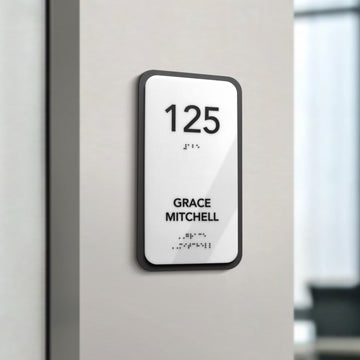 Acrylic Door Number Sign with Personalized Name — "Elegant" Design - Photo #1