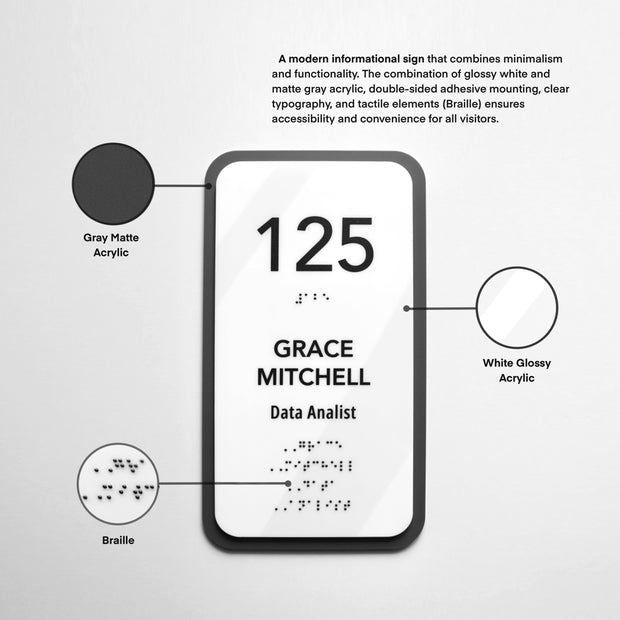 Acrylic Office Door Number Sign — "Elegant" Design