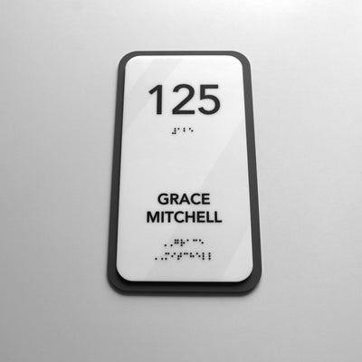 Acrylic Door Number Sign with Personalized Name — "Elegant" Design