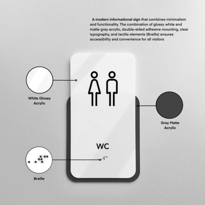 Acrylic WC Restroom Sign — "Elegant" Design