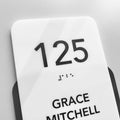Vertical Acrylic Door Number Sign with Braille & Custom Text — "Elegant" Design - Photo #12