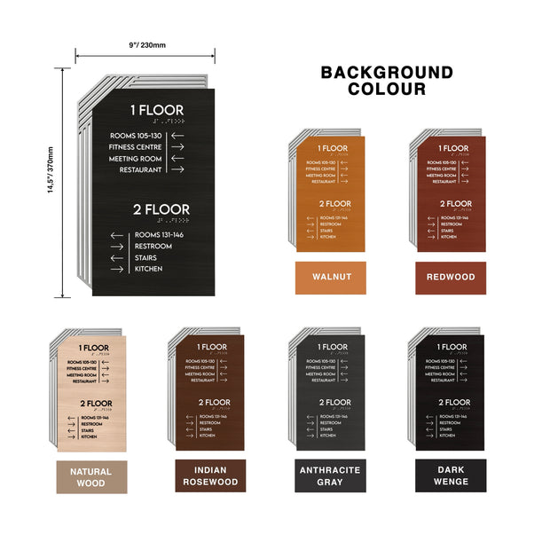 Directional Sign - Stainless Steel & Wood  — "Authentic" Design