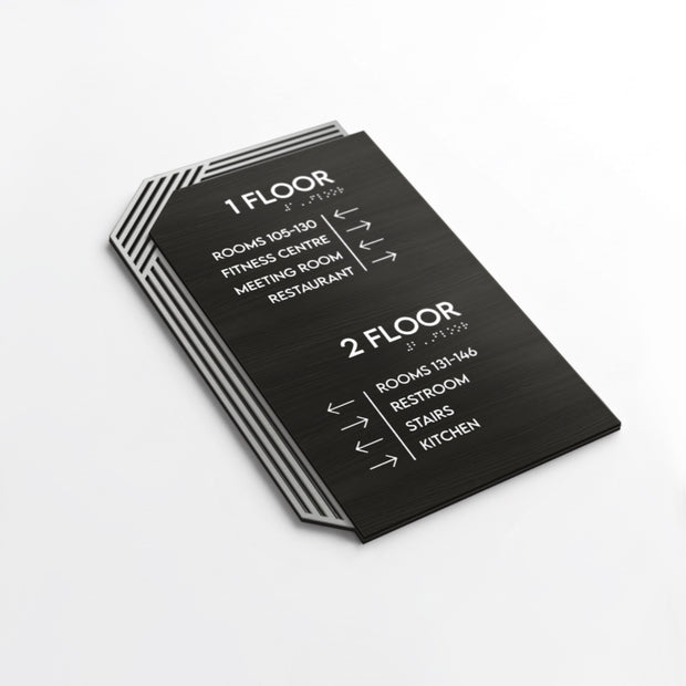 Directional Sign - Stainless Steel & Wood  — "Authentic" Design