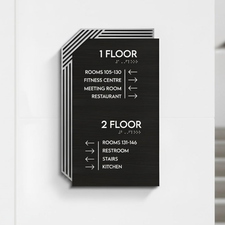 Directional Sign - Stainless Steel &amp; Wood  — "Authentic" Design