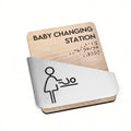 Utility Room Door Sign: Stainless Steel & Wood Plate — "Downhill" Design - Photo #7