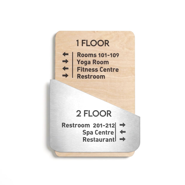 Wayfinding Sign: Custom Steel Wall Plate — "Downhill" Design