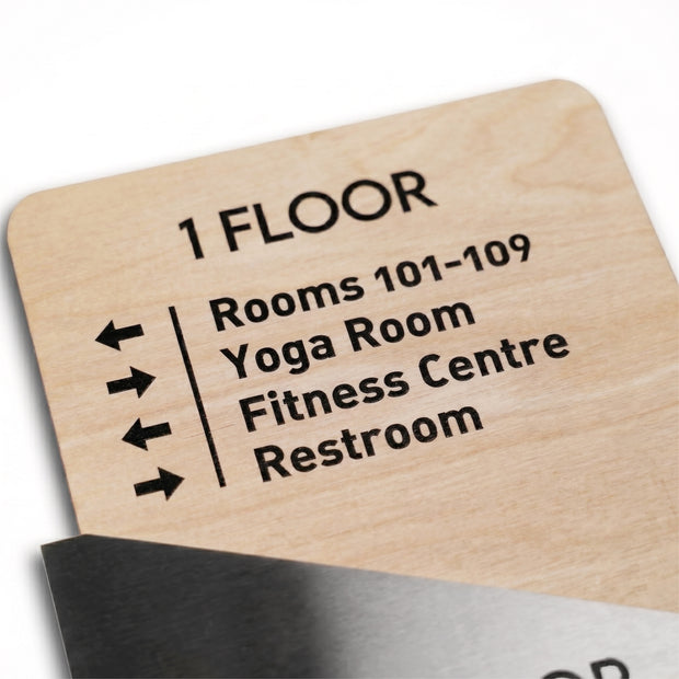 Wayfinding Sign: Custom Steel Wall Plate — "Downhill" Design