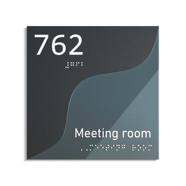 Double Acrylic Meeting Room Sign — "Gray Calm" Design