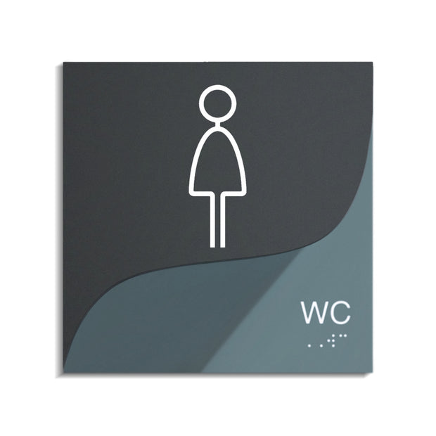Woman Interior Sign for Restroom — "Gray Calm" Design