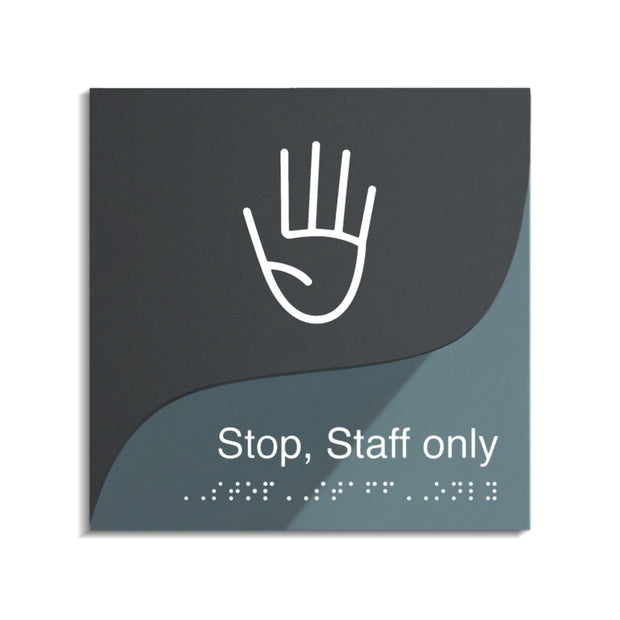 Staff Only Door Sign — Double Acrylic Sign — "Gray Calm" Design