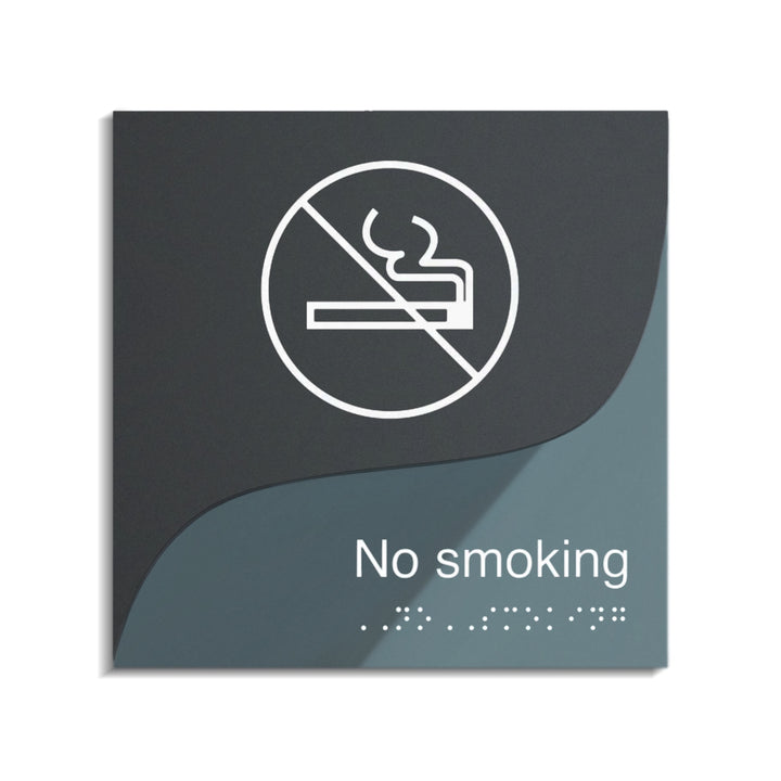 No Smoking Sign — Acrylic Door Plate — "Gray Calm" Design
