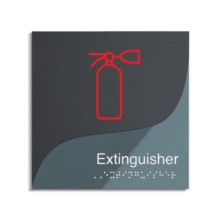 Fire Extinguisher Wall Sign — Acrylic Door Sign — "Gray Calm" Design