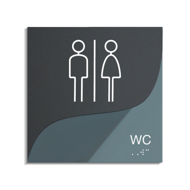 Acrylic WC Toilet Sign — "Gray Calm" Design