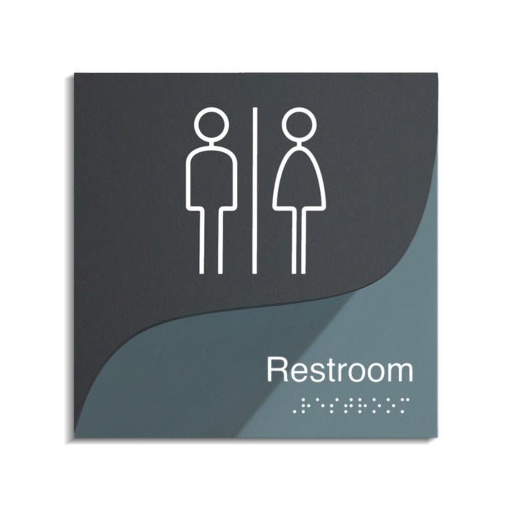 Acrylic All Gender Restroom Sign — "Gray Calm" Design