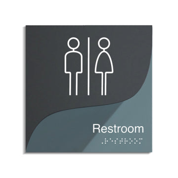 All Gender Bathroom Sign — Acrylic Sign — "Gray Calm" Design - Photo #1