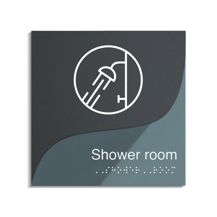 Shower Sign: Double Acrylic Door Sign — "Gray Calm" Design
