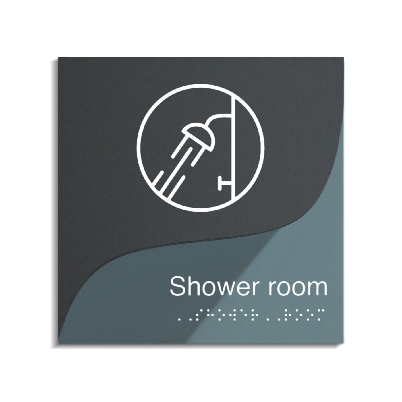 Shower Sign: Double Acrylic Door Sign — "Gray Calm" Design