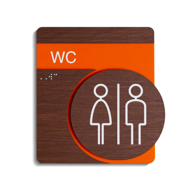 All Gender WC Sign: Wood & Acrylic Plate — "Genova" Design