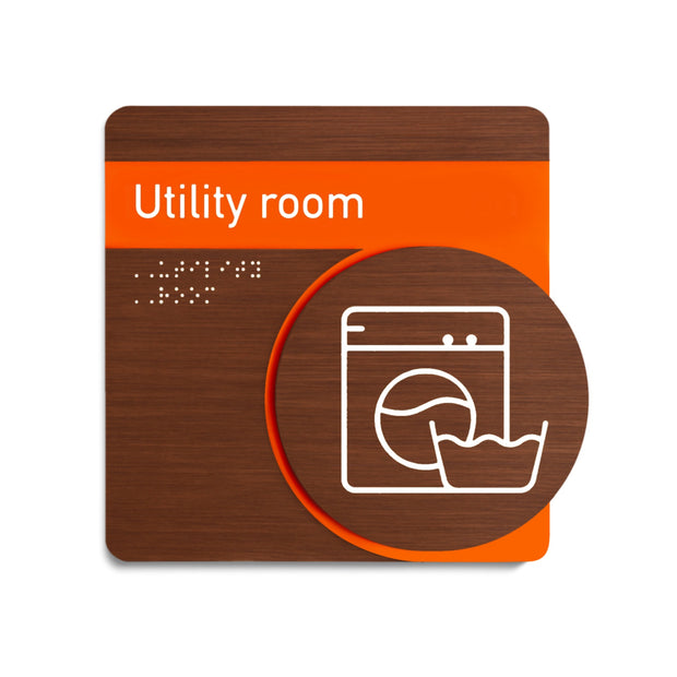 Utility Room Sign: Acrylic & Wood — "Genova" Design