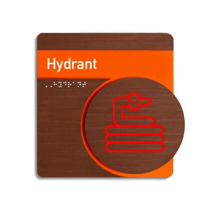 Fire Hydrant Sign: Wood & Acrylic Plate — "Genova" Design