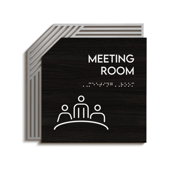 Meeting Room Sign: Stainless Steel & Wood — 