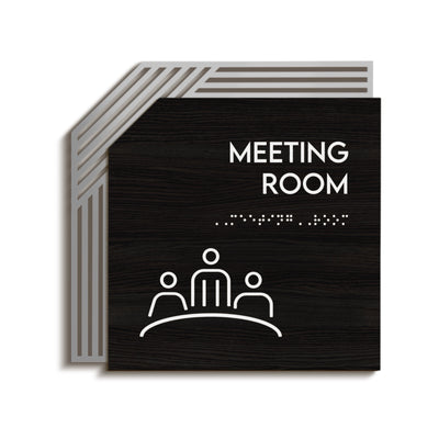 Meeting Room Sign: Stainless Steel & Wood — 